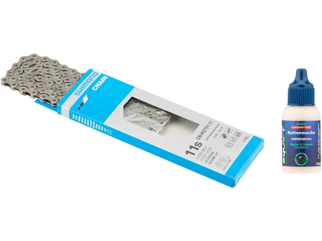 Shimano Kette CN-HG701-11 11-fach + Squirt Lube Kettenwachs 15 Ml 3 Shimano Kette CN-HG701-11 11-fach + Squirt Lube Kettenwachs 15 Ml